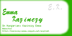 emma kazinczy business card